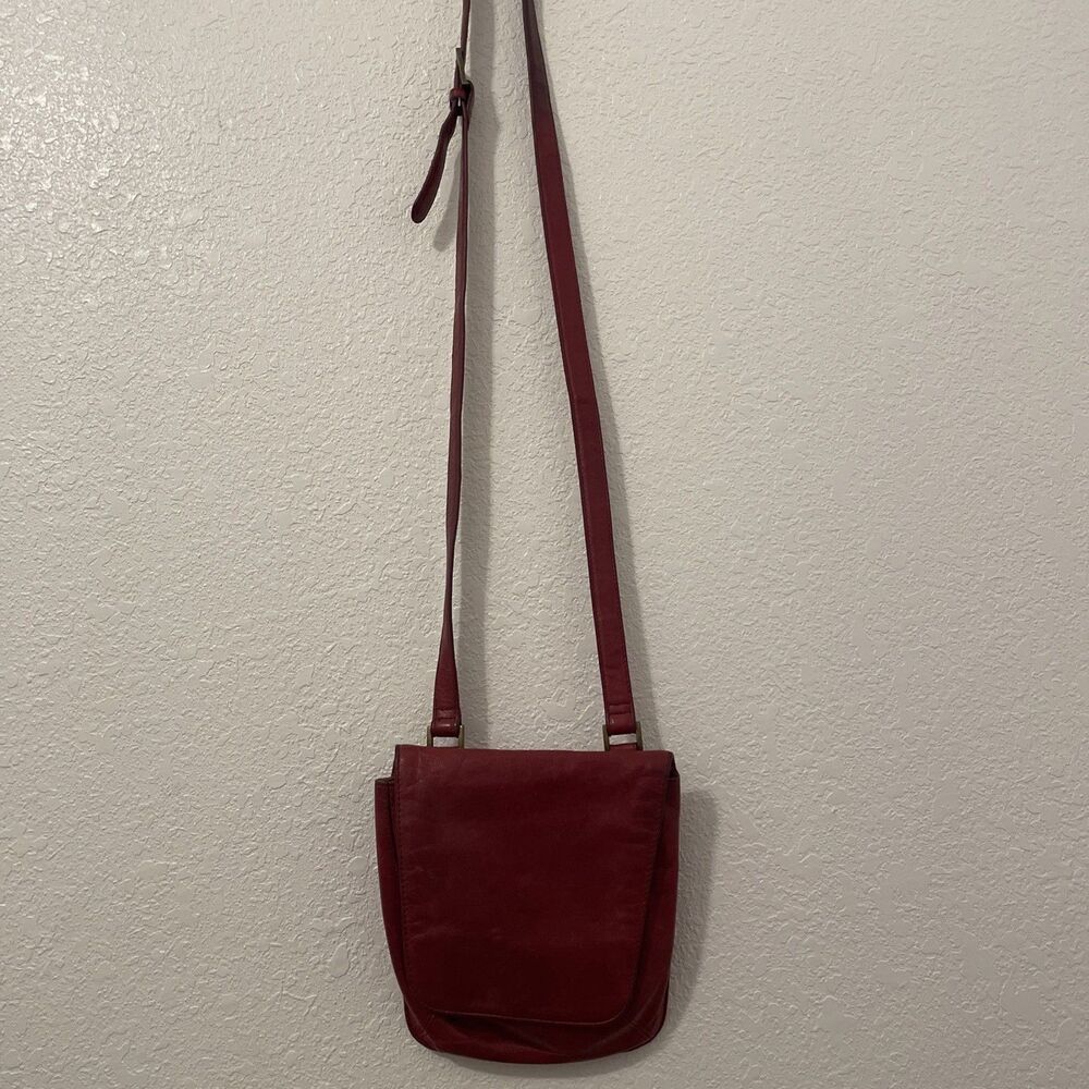 HOBO International Small Red Leather Crossbody Handbag Bag Stained